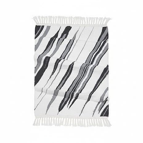 Eco-Friendly Turkish Floor Rug (Size 90x60cm) - Black & White