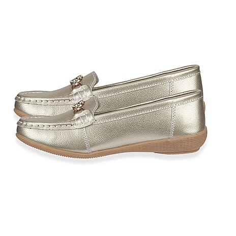 Jo - Joe Ladies Kasbah Leather Loafer with Diamante Trim (Size 4) - Gold