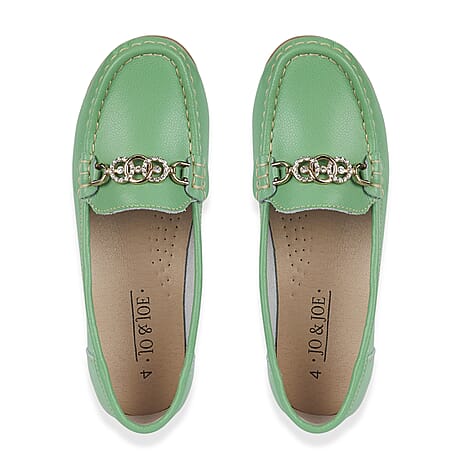 Jo - Joe Ladies Kasbah Leather Loafer with Diamante Trim (Size 4) - Apple Green