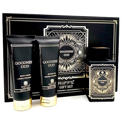 Nusuk Riiffs Goodness Oud Gift Set (Includes 100ml Perfume, Body Lotion - Shower Gel)