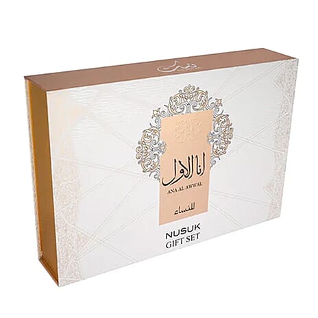 Nusuk Ana Al Awwal Gift Set (Includes 100ml Perfume, Body Lotion - Shower Gel)