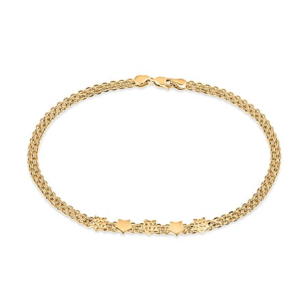 Royal Bali Collection 9K Yellow Gold 5-Star Bracelet with Lobster Clasp 7.5 Inch Royal Bali Collection 9K Yellow Gold 5-Star Bracelet with Lobster Clasp 7.5 Inch