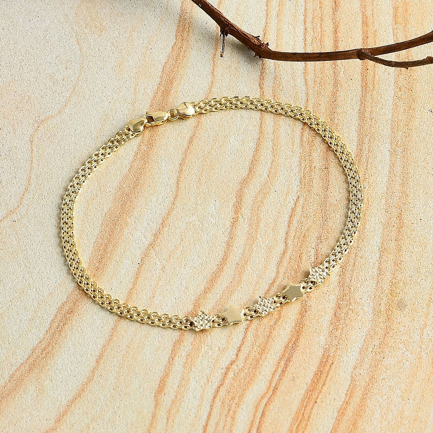Royal Bali Collection - 9K Yellow Gold Bracelet (Size 7.5) with Lobster Clasp, Gold Wt. 1.65 Gms.