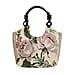 Multicolor Flower Print Jute Tote Bag - Blue