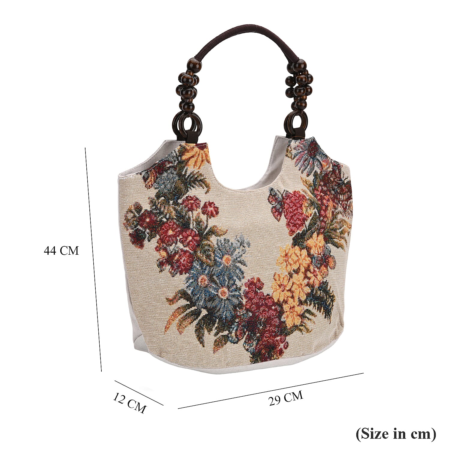 Multicolor Flower Print Jute Tote Bag - Light Yellow Multicolor Flower Print Jute Tote Bag - Light Yellow