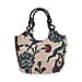 Green Flower with Fox Print Jute Tote Bag - Beige