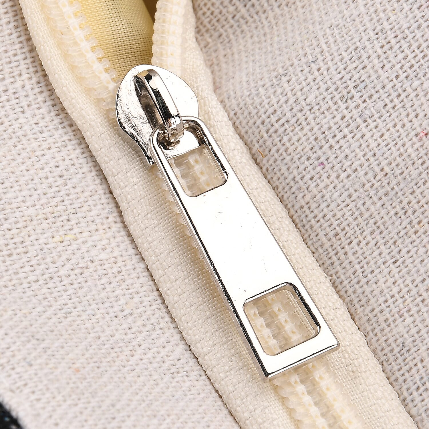 Flower Print Jute Tote Bag - Light Yellow & Blue