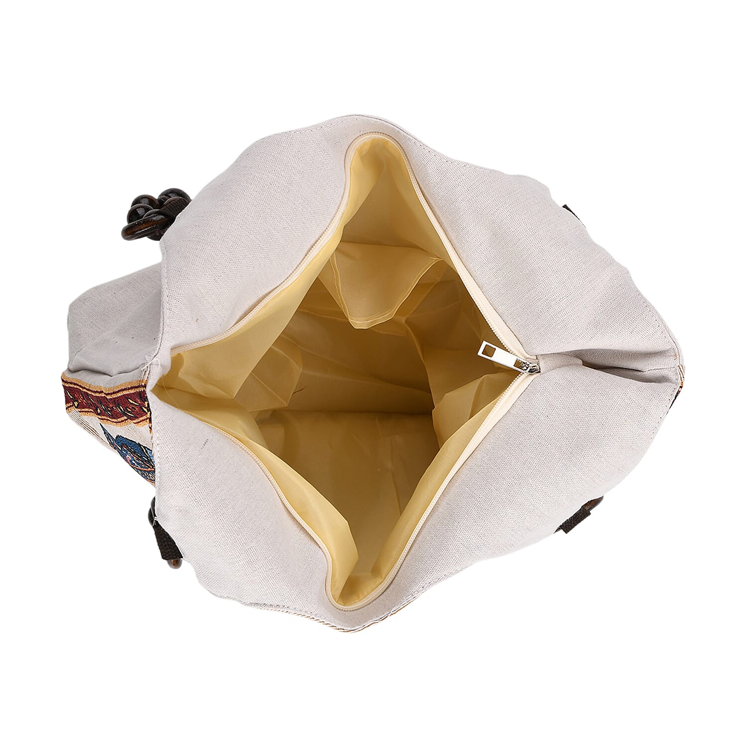 Elephant Print Jute Tote Bag - Beige