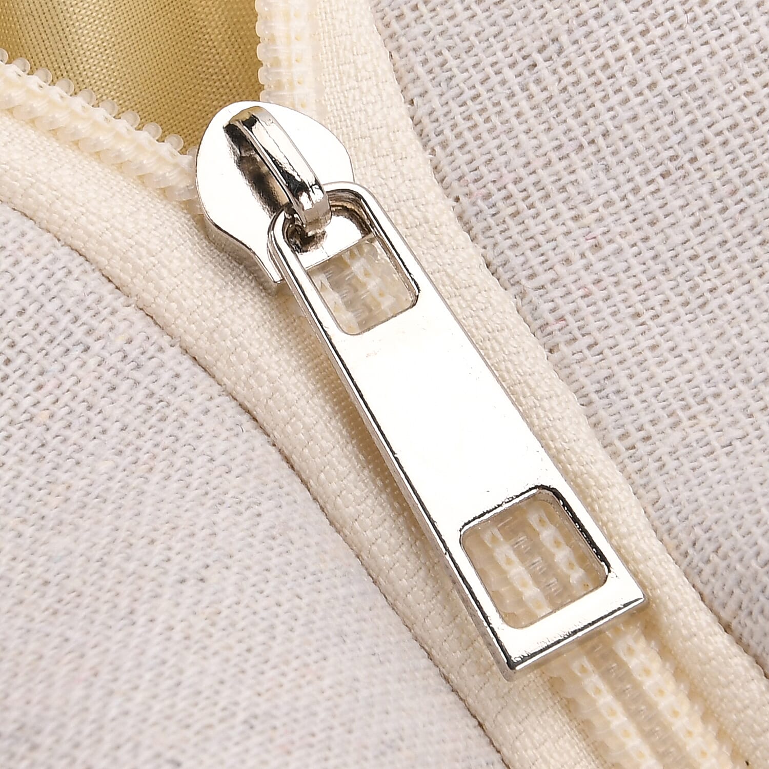 Elephant Print Jute Tote Bag - Beige