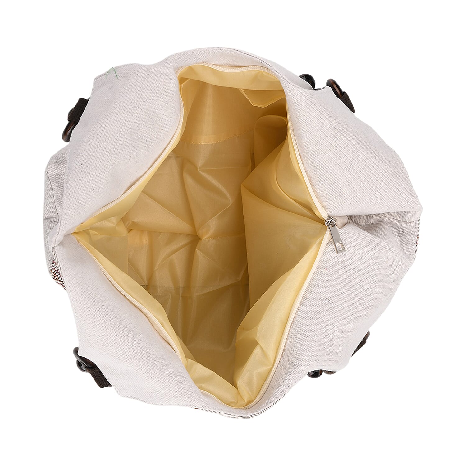 Butterfly Print Jute Tote Bag - Beige