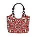 Multicolor Flower Print Jute Tote Bag - Blue