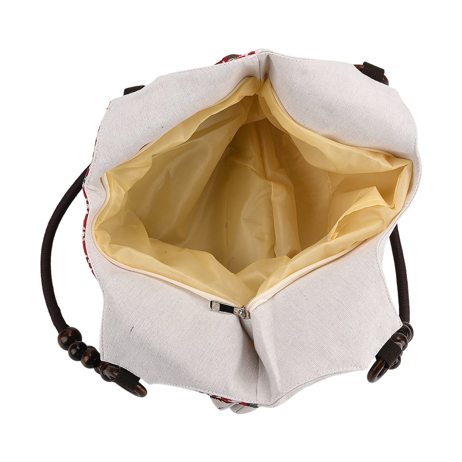 Ethnic Style Print Jute Tote Bag - Red