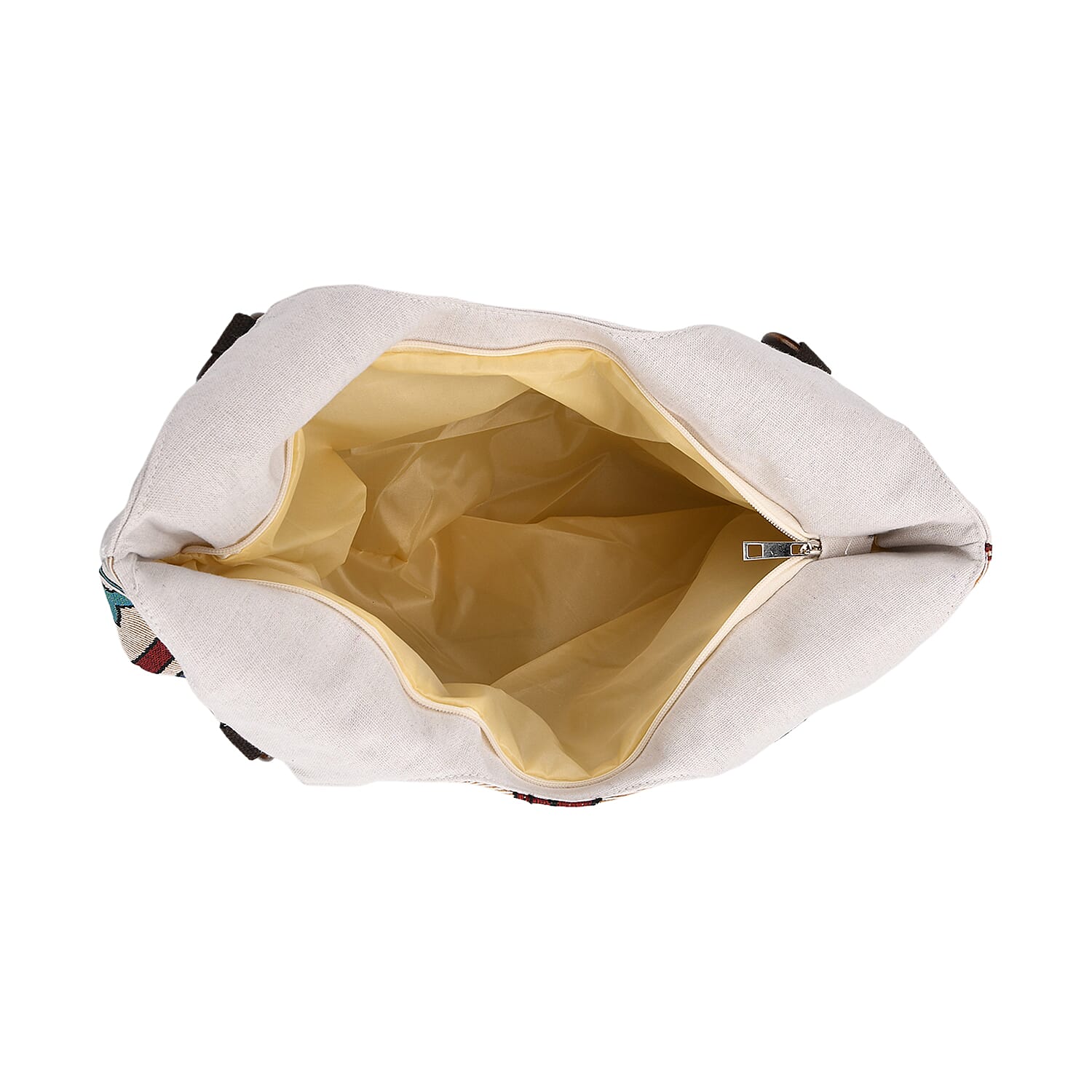 Abstract Style Print Jute Tote Bag - Beige