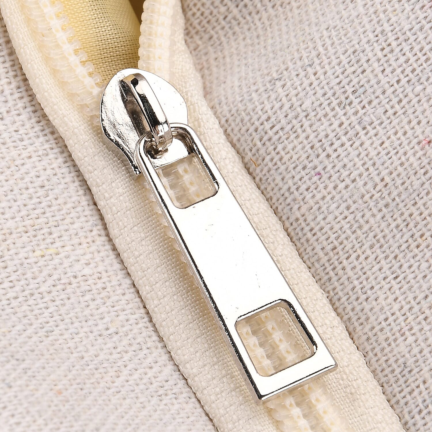 Abstract Style Print Jute Tote Bag - Beige