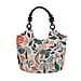 Multicolor Flower Print Jute Tote Bag - Blue