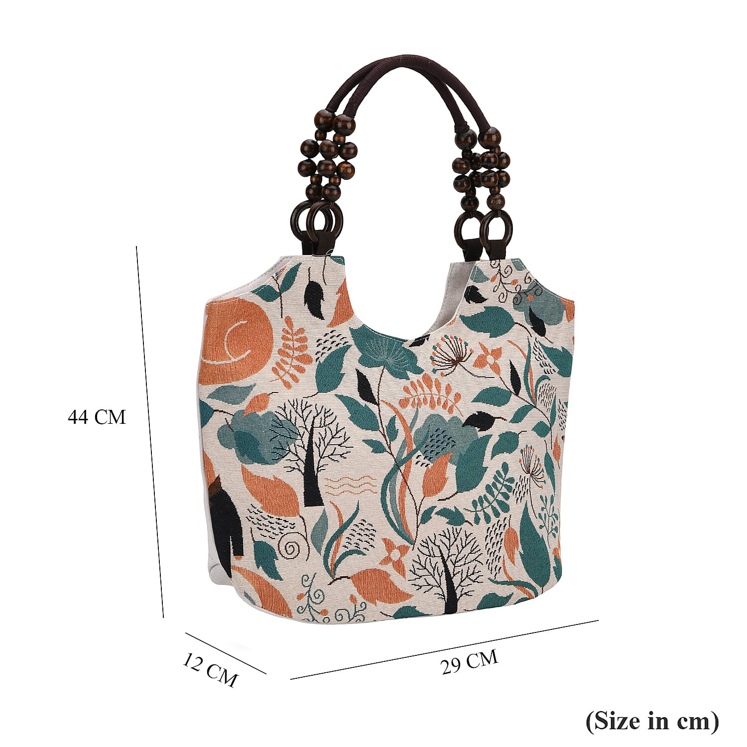 Green Flower with Fox Print Jute Tote Bag - Beige Green Flower with Fox Print Jute Tote Bag - Beige