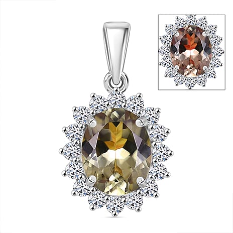 Luxuriant Diamond 950 Platinum AAA Turkizite & Lab Grown Diamond (VS-E-F) Pendant 4.89 Ct,