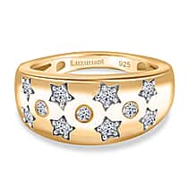 LUXURIANT Lab Grown Diamond Celestial Dome Ring in 18K Vermeil Yellow Gold Plated Sterling Silver