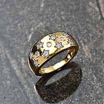 LUXURIANT Lab Grown Diamond Celestial Dome Ring in 18K Vermeil Yellow Gold Plated Sterling Silver