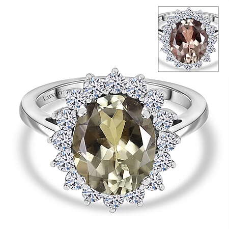 LUXURIANT 950 Platinum AAA Turkizite and Lab Grown Diamond (VS-E/F) Ring 4.85 Ct, Platinum Wt.5.45 Gms.