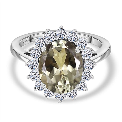 Luxuriant Diamond 950 Platinum AAA Turkizite & Lab Grown Diamond (VS-E-F) Ring 4.85 Ct, Platinum Wt.5.45 Gms.