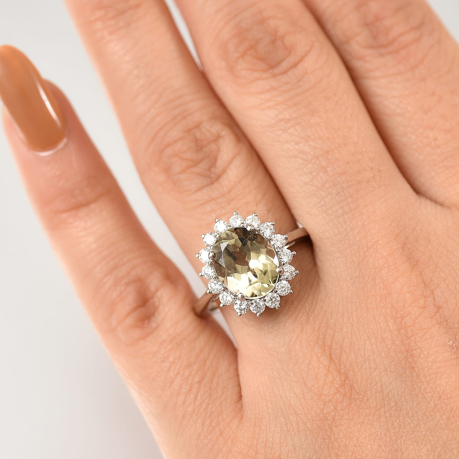 Luxuriant Diamond 950 Platinum AAA Turkizite & Lab Grown Diamond (VS-E-F) Ring 4.85 Ct, Platinum Wt.5.45 Gms.