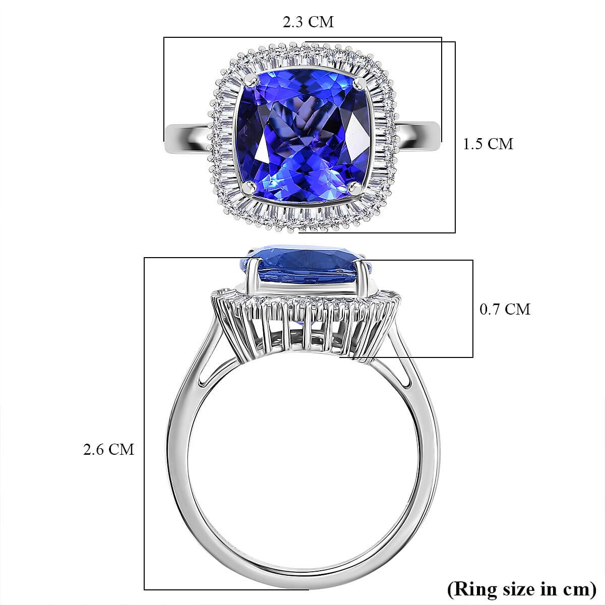 Rhapsody 950 Platinum AAAA Tanzanite & Natural Diamond (VS-E-F) Ring 5.11 Ct, Platinum Wt. 6.47 Gms. Rhapsody 950 Platinum AAAA Tanzanite & Natural Diamond (VS-E-F) Ring 5.11 Ct, Platinum Wt. 6.47 Gms.