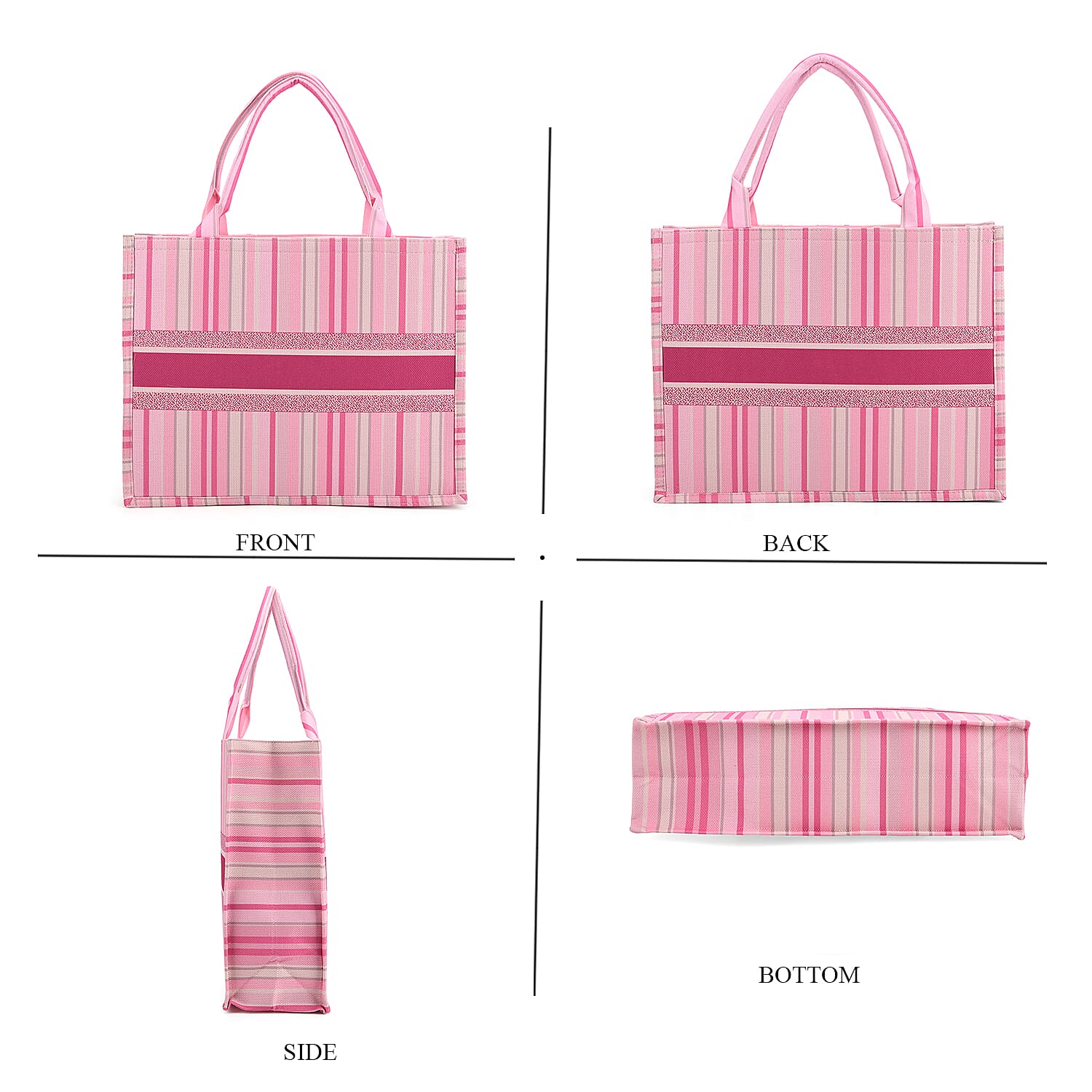 Designer Inspired Stripe Pattern Tote Bag