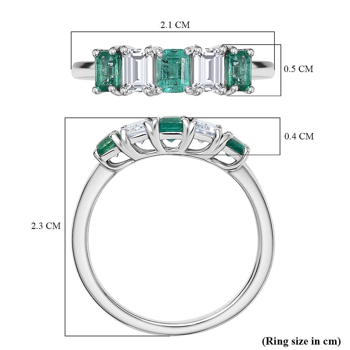 AAA Gemfields Moissanite 5 Stone Ring in Rhodium Overlay Sterling Silver 1.01 Ct. AAA Gemfields Moissanite 5 Stone Ring in Rhodium Overlay Sterling Silver 1.01 Ct.