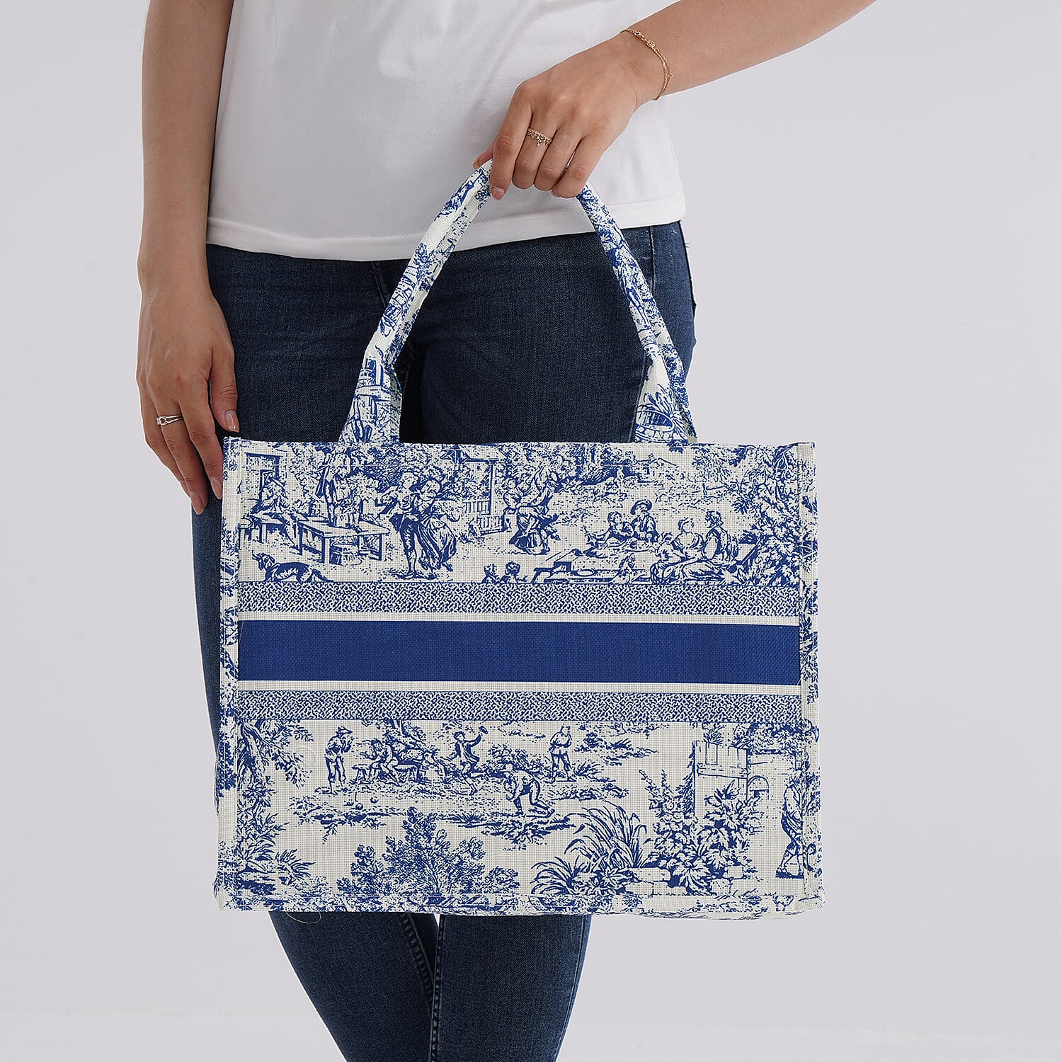 Designer Inspired Flower Pattern Tote Bag