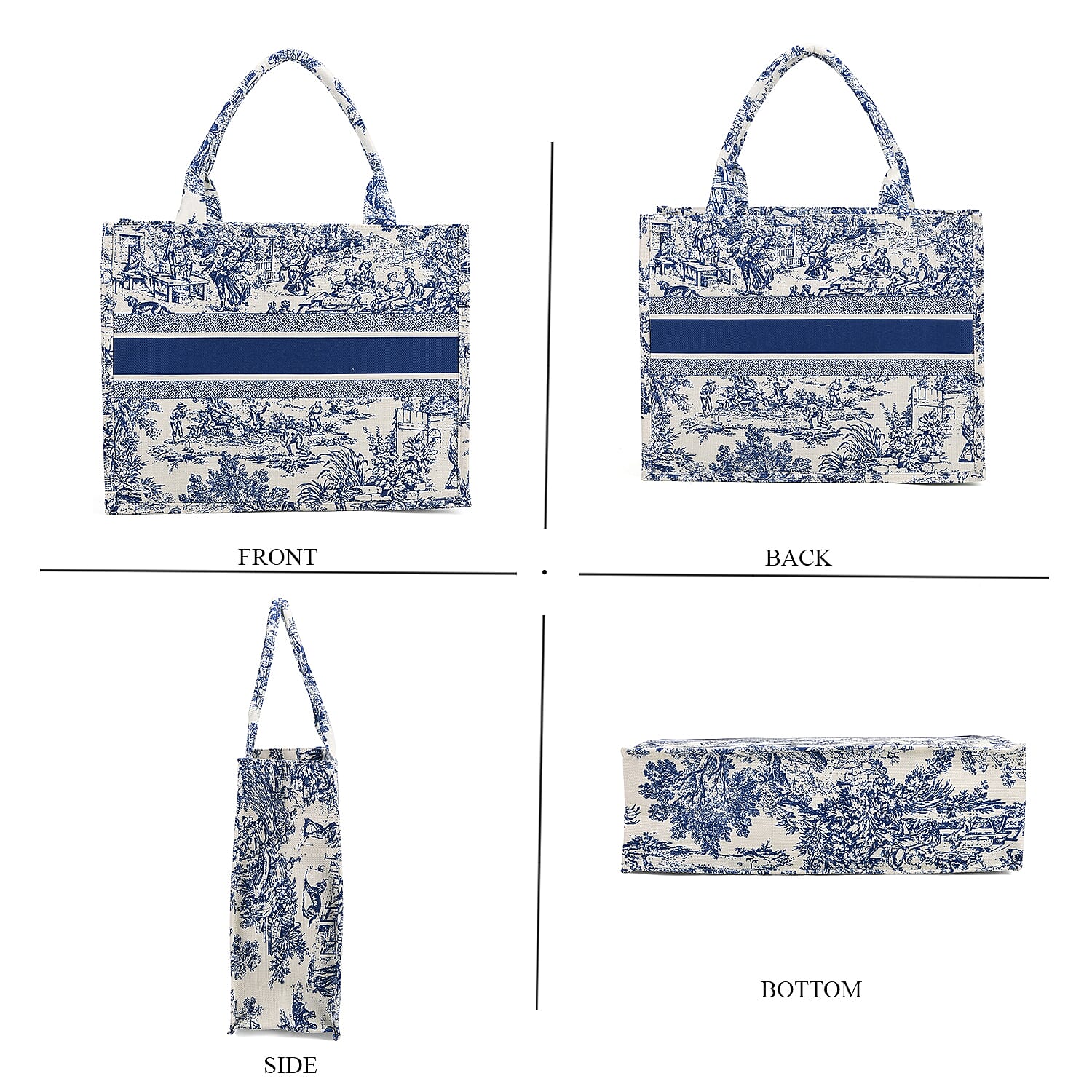 Designer Inspired Flower Pattern Tote Bag