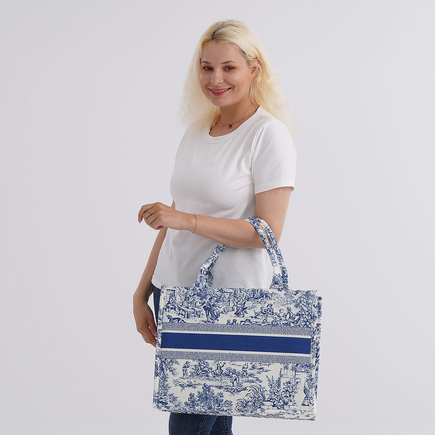 Designer Inspired Flower Pattern Tote Bag