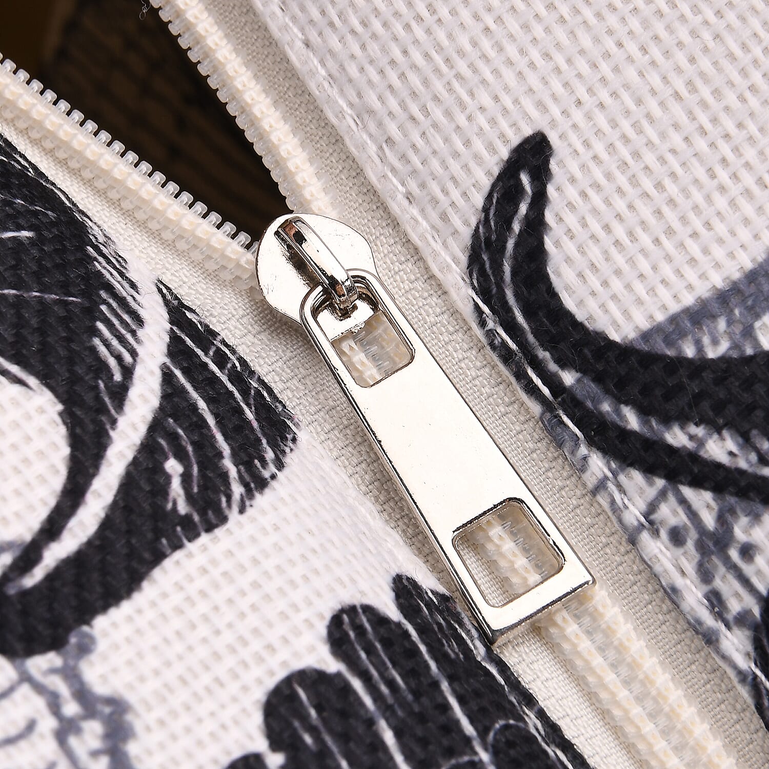 Nautical Print Linen Tote Bag with Seahorses & Shells - Black & White