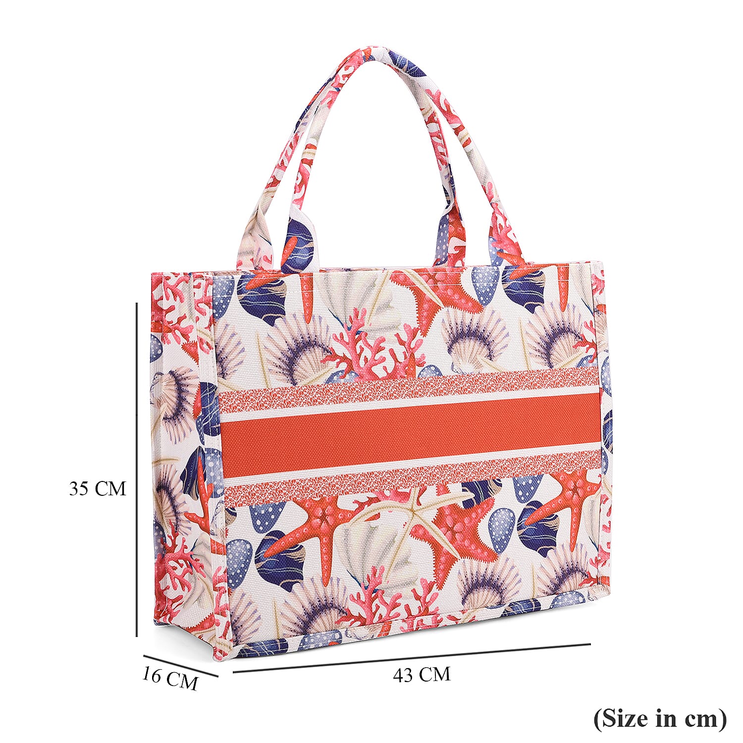 Designer Inspired Nautical Shell and Starfish Printed Tote Bag