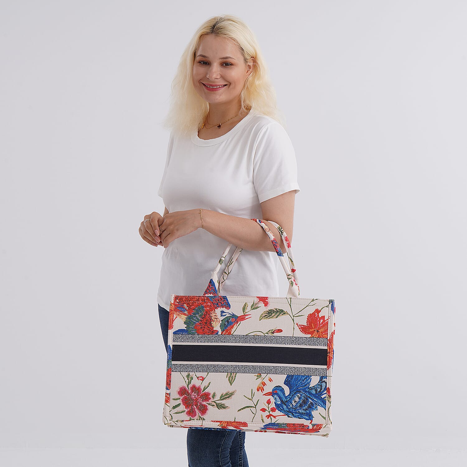 Designer Inspired Bird Pattern Tote Bag