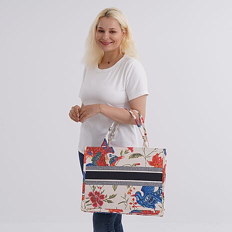 Designer Inspired Bird Pattern Tote Bag
