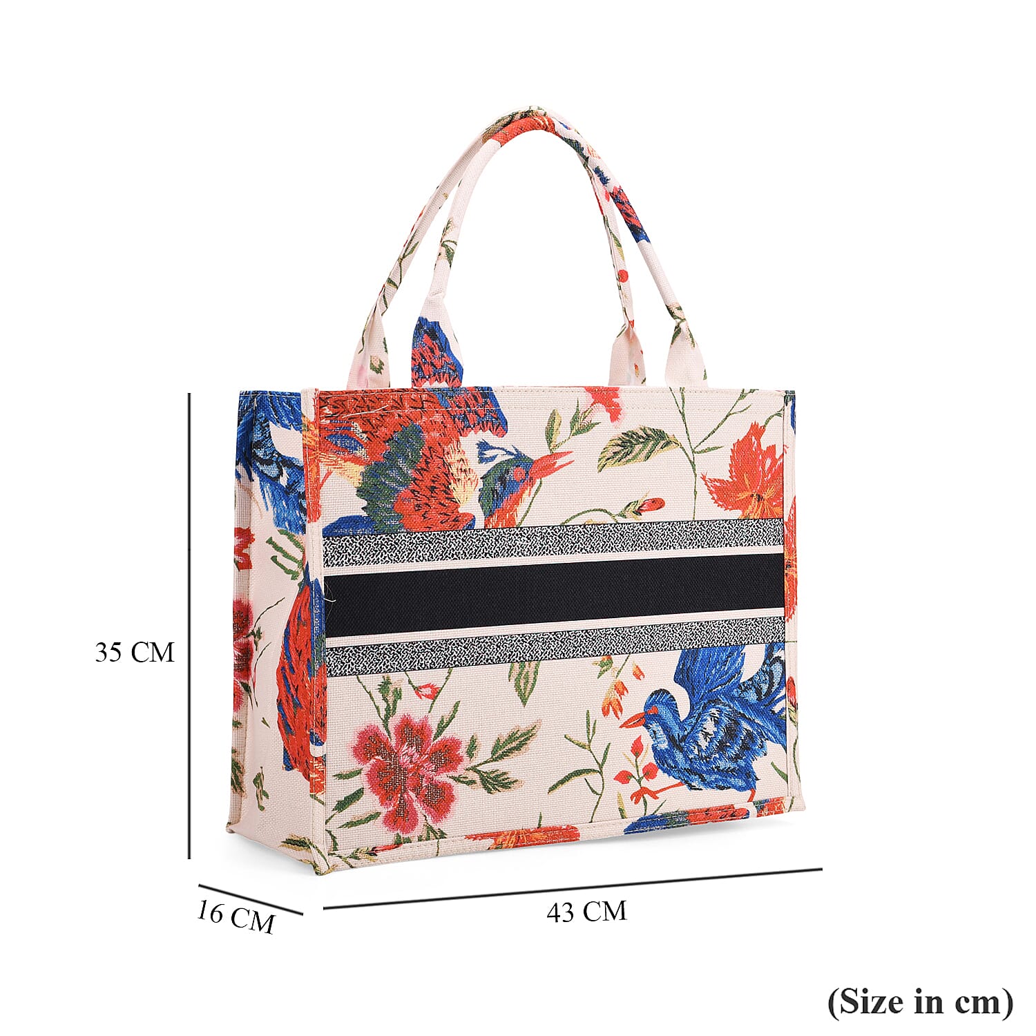 Designer Inspired Bird Pattern Tote Bag