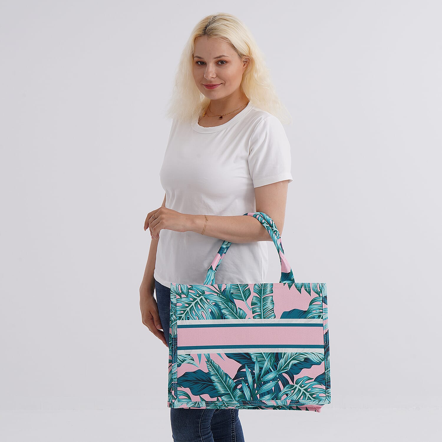 Designer Inspired Tropical Leaves Printed Tote Bag