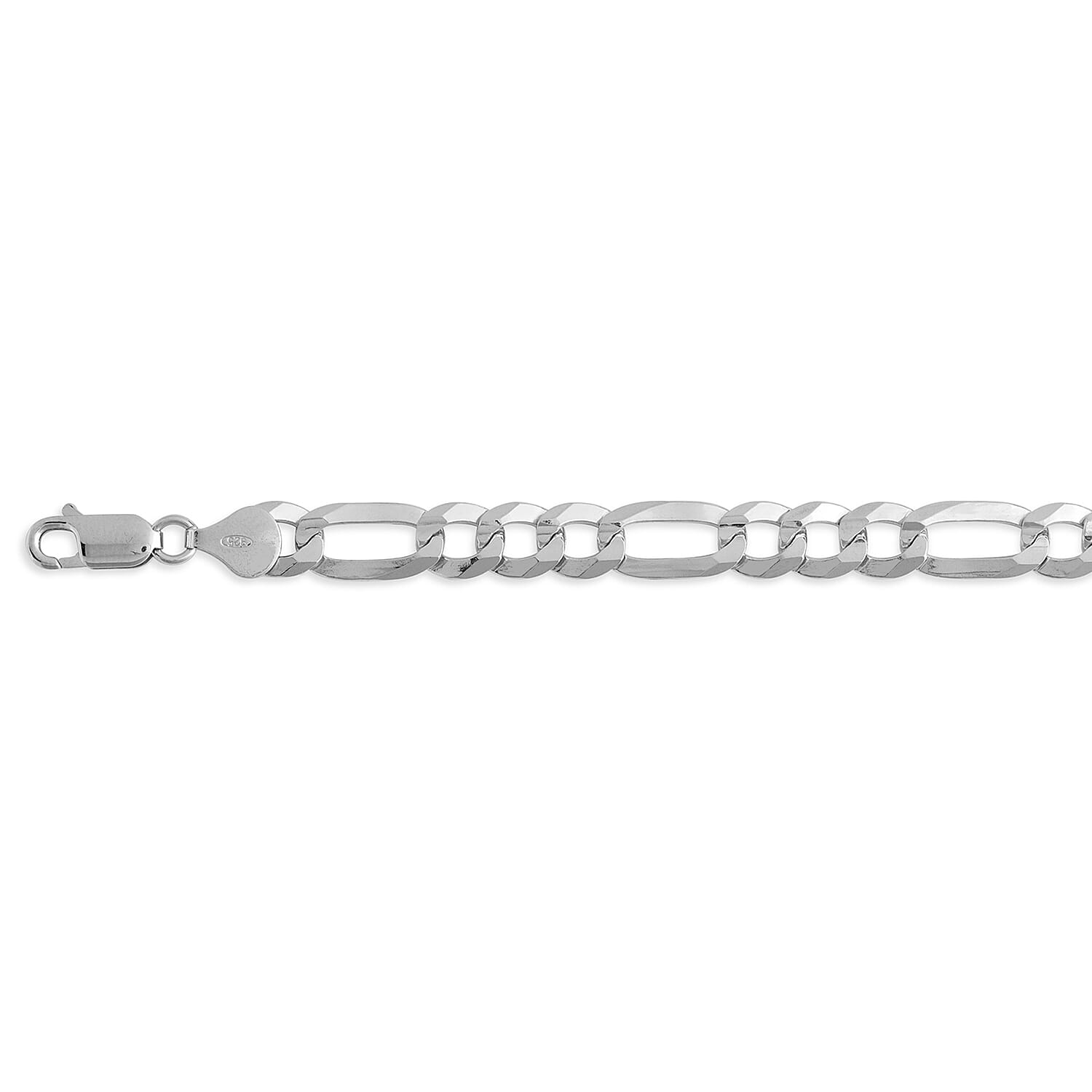 Italian Close Out - Sterling Silver Flat Figaro Bracelet (Size - 7.5) with Lobster Clasp, Silver Wt. 12.92 Gms.