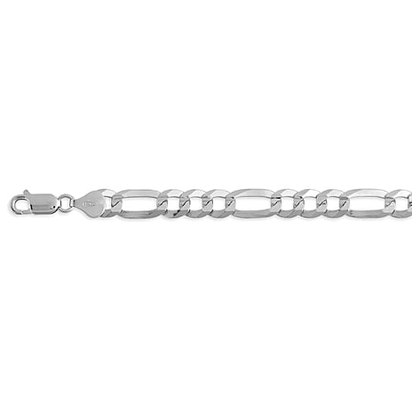 Italian Close Out - Sterling Silver Flat Figaro Bracelet (Size - 7.5) with Lobster Clasp, Silver Wt.12.92 Gms