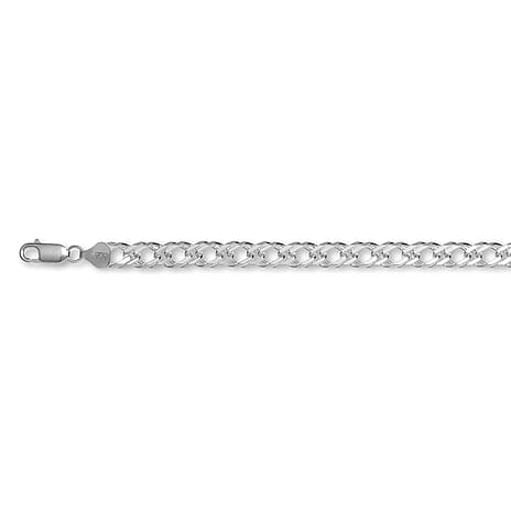 Italian Made-Sterling Silver Double Curb Necklace (Size 20) with Lobster Clasp, Silver Wt. 27.65 Gms.