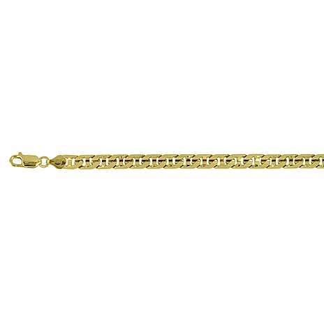 Italian Made - Sterling Silver Necklace (Size 20) with Lobster Clasp in Yellow Gold Plating, Silver Wt 23.52 gms
