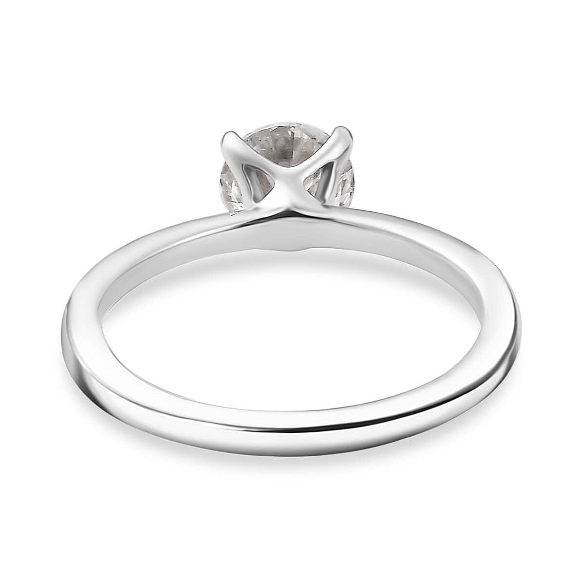 Moissanite Solitaire Ring in Rhodium Overlay Sterling Silver