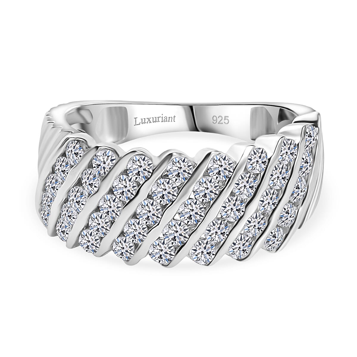 Luxuriant Diamond Lab Grown Diamond (SI-G-H) Ring in Rhodium Overlay Sterling Silver 1.01 Ct.