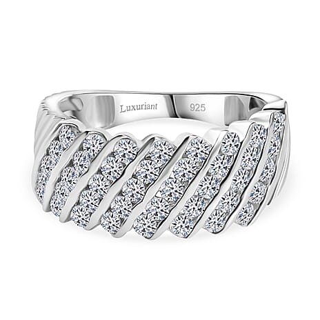 Luxuriant Diamond Lab Grown Diamond (SI-G-H) Ring in Rhodium Overlay Sterling Silver 1.01 Ct.