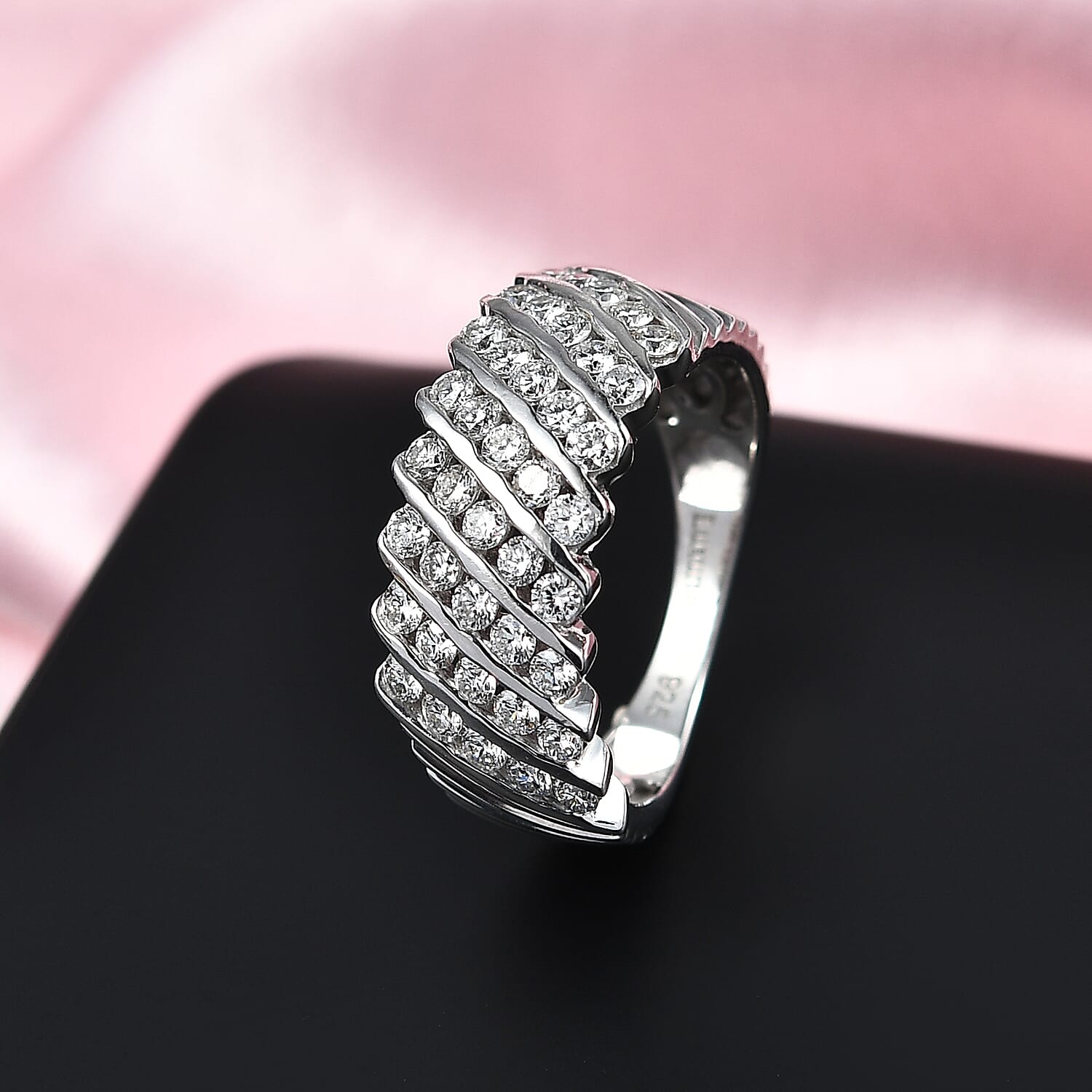 Luxuriant Diamond Lab Grown Diamond (SI-G-H) Ring in Rhodium Overlay Sterling Silver 1.01 Ct.