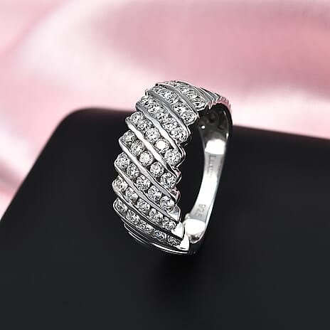 Luxuriant Diamond Lab Grown Diamond (SI-G-H) Ring in Rhodium Overlay Sterling Silver 1.01 Ct.