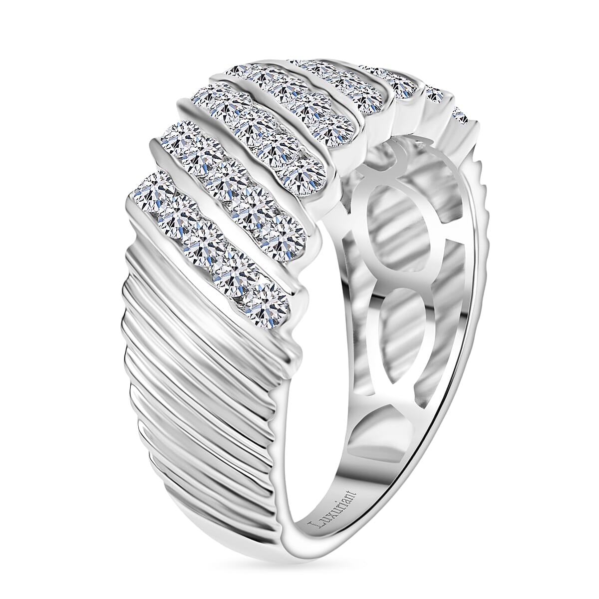 Luxuriant Diamond Lab Grown Diamond (SI-G-H) Ring in Rhodium Overlay Sterling Silver 1.01 Ct.