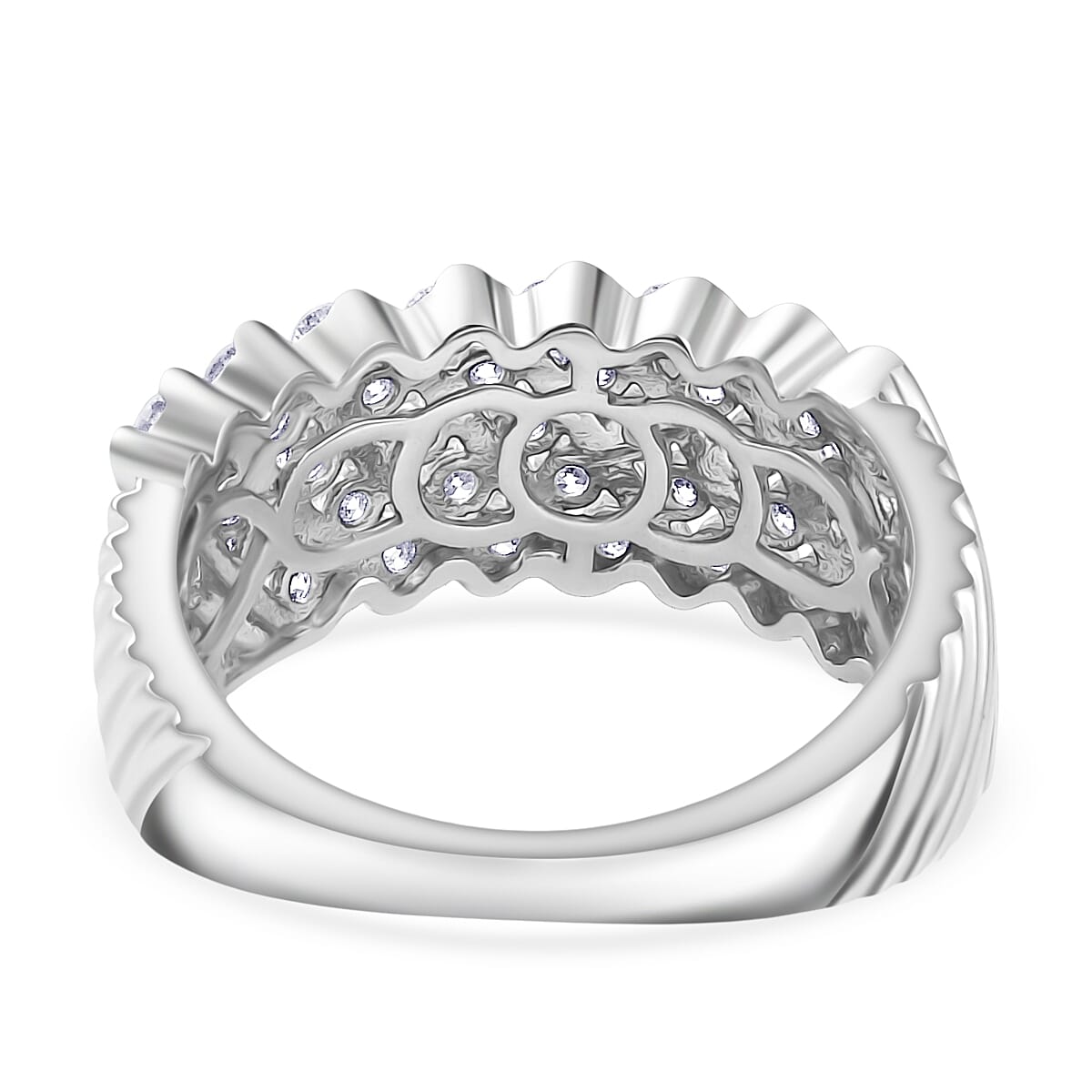 Luxuriant Diamond Lab Grown Diamond (SI-G-H) Ring in Rhodium Overlay Sterling Silver 1.01 Ct.