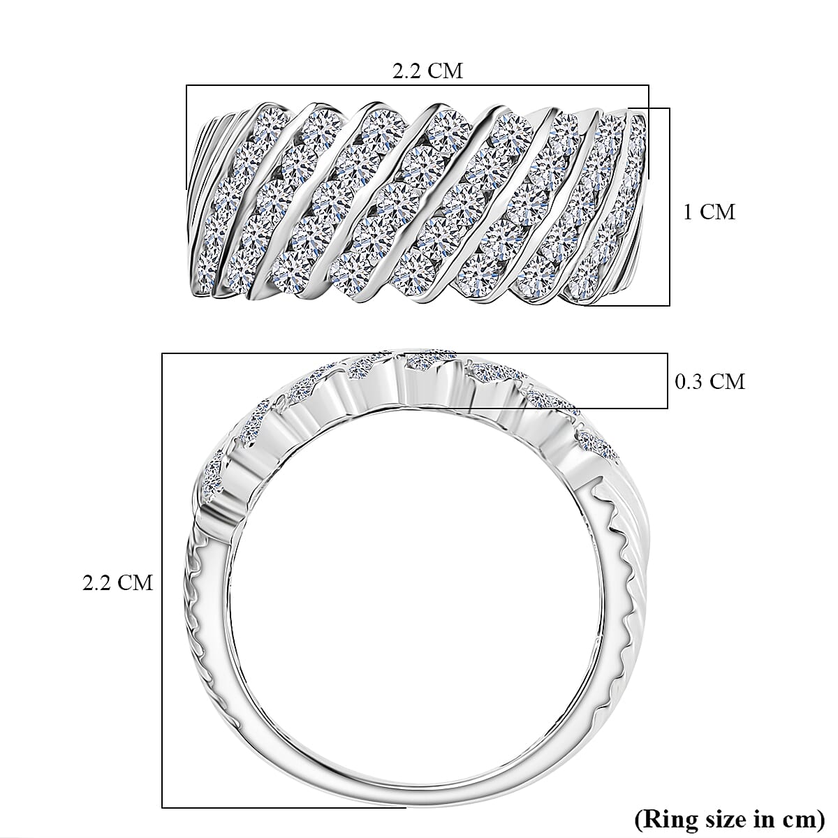 Luxuriant Diamond Lab Grown Diamond (SI-G-H) Ring in Rhodium Overlay Sterling Silver 1.01 Ct.